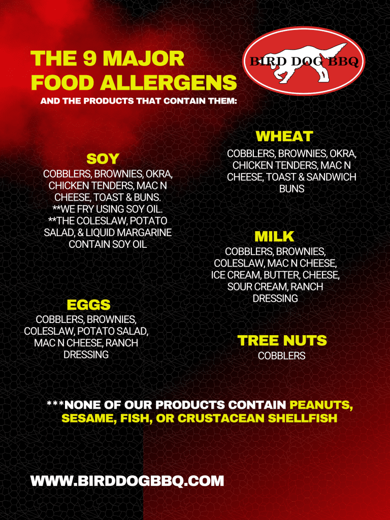 BirdDog Food Allergens